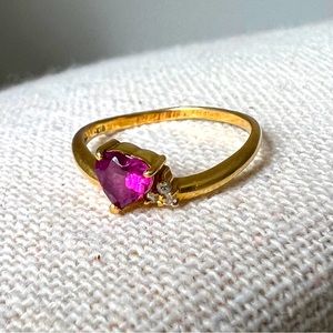 Amethyst heart Ring 18k 14k ring